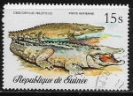 Stamps Guinea -  Reptiles - Nile Crocodile (Crocodylus niloticus)