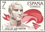 Stamps Spain -  ESPAÑA 1978 2489 Sello Nuevo America España Jose de San Martin