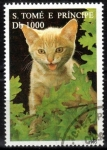 Stamps : Africa : S�o_Tom�_and_Pr�ncipe :  Gato doméstico.
