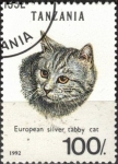 Stamps : Africa : Tanzania :  Gato. Atigrado europeo.