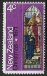 Stamps New Zealand -  Navidad 1971 - Vitrina de la Iglesia St. Luke 