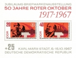 Sellos de Europa - Alemania -  50 aniversario de la Gran Revolución Socialista de Octubre.