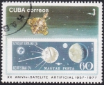 Stamps : America : Cuba :  XX Aniv. 1er satélite artificial