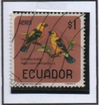Sellos del Mundo : America : Ecuador : Picogordo amarillo. Pheucticus chrysopeplus