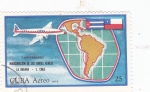 Stamps : America : Cuba :  Inauguración Líneas Aéreas La Habana-S.de Chile