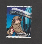Stamps Japan -  dibujo hombre envuelto en una capa