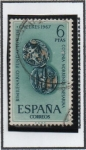 Stamps Spain -  Bicentenario d' l' Fundación d' Cáceres:  Denario Romano