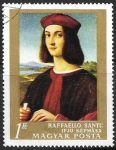 Stamps Hungary -  Portrait of a Young Man, by Raphael