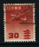 Stamps Japan -  Avión sobrevolando Pagoda