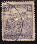 Sellos de Europa - Hungr�a -  1916 Segadores, filig cruz ondulada
