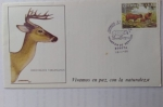 Stamps : America : Colombia :  Venado Conejo- Pudu Mephistophiles-Sellos Primer Día dse Servicio 18-11-86- Odocoileus Virginianus.
