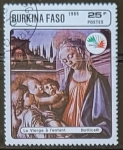Sellos de Africa - Burkina Faso -  La Virgen y el Niño - Boticelli