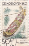 Stamps Czechoslovakia -  transport fluvial de  frutas
