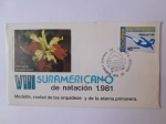 Stamps : America : Colombia :  VIII Suramericano de Natación- Medellín 1981- Correo Primer Día de Servicio- 5-VI-81