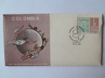 Stamps : America : Colombia :  Incorporación a la UPU- Centenario 1881-1981-Sello dentro de otro Sello-Correo Primer Día Servicio.