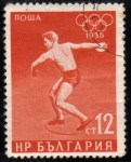 Sellos del Mundo : Europa : Bulgaria : 1956 Olimpiada de Melbourne lanzamiento de disco