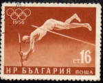 Sellos de Europa - Bulgaria -  1956 Olimpiada de Melbourne salto de pertiga