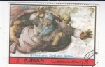 Stamps United Arab Emirates -  PINTURA-MICHELANGELO