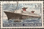 Stamps : Europe : France :  Primer viaje del parquebote France
