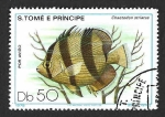 Sellos de Africa - Santo Tom y Principe -  553 - Pez Mariposa