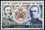 Stamps Spain -  ESPAÑA 1981 2624 Sello Nuevo Centenario del Cuerpo de Abogados del Estado Alfonso XII y Juan Carlos