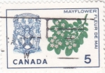 sello : America : Canadá : escudo y flores