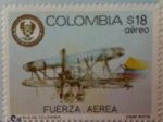 Sellos de America - Colombia -  Fuerza Aérea- Biplano en Vuelo-Correo Primer Día de Servicio, 5-VIII-1982