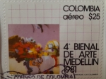 Stamps : America : Colombia :  4° Bienal de Arte-Medellín 1981 "Flores" Oleo de Alejandro Obregón
