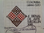 Sellos del Mundo : America : Colombia : 4°Bienal de Arte-Medellín 1981- Abstracto-del pintor Colombiano Omar Rayo (19228-2010)