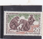 Sellos de Africa - Mauritania -  monos babuinos