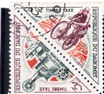 Stamps : Africa : Benin :  ciclista y morse