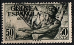 Stamps Spain -  Indigena con tam tam
