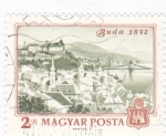Stamps Hungary -  panorámica de Buda 1872