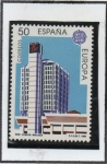 Stamps Spain -  Europa: Edificio d Comunicaciones Malaga