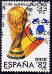 Stamps Spain -  ESPAÑA 1982 2645 Sello Copa Mundial de Futbol ESPAÑA'82 Trofeo y logotipo Usado Yvert2273 Scott2281