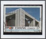 Sellos de Europa - Espaa -  Expo d' Sevilla: Pabellón d' l' Descubrimientos