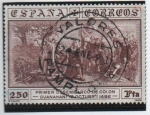 Stamps Spain -  Exposición Filatélica Mundial. Granada'92: Llegada d' Colon a l' Isla d' Guanahani