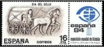 Stamps Spain -  ESPAÑA 1983 2719 Sello Nuevo Dia del Sello. Carro de Correo romano y logotipo ESPAÑA'84 Yvert2338 Sc