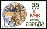 Stamps : Europe : Spain :  ESPAÑA 1984 2748 Sello Nuevo El hombre y la Biosfera El cuerpo humano Dibujo de Leonardo da Vinci Yv
