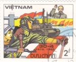 Stamps : Asia : Vietnam :  Soldados, Tanques, Ho Chi Minh