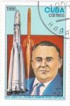 sello : America : Cuba : XXV  Aniv. del primer hombre en el espacio