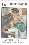 sello : America : Granada : 500 aniv. nacimiento Michelangelo