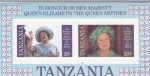 Sellos de Africa - Tanzania -  85 aniversario Reina madre