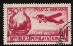 Sellos de Europa - Rumania -  Correo aereo - avión+escudo de armas 1948