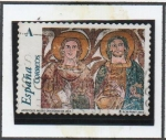Sellos de Europa - Espaa -  El Románico Aragonés: Fragmento d' un mural romano d' l' iglesia d' San Juan d' Ruesta