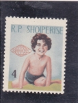 Stamps Albania -  Niño en la playa