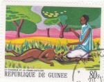 Sellos del Mundo : Africa : Guinea :  CUENTO- el cazador y la mujer antípole 