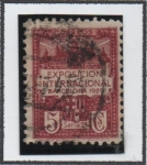 Stamps Spain -  Vistas d' l' Exposición y Escudo
