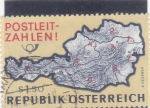 Stamps Austria -  MAPA-códigos postales