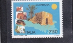 Sellos de Europa - Italia -  Mapa isla Lampedusa 